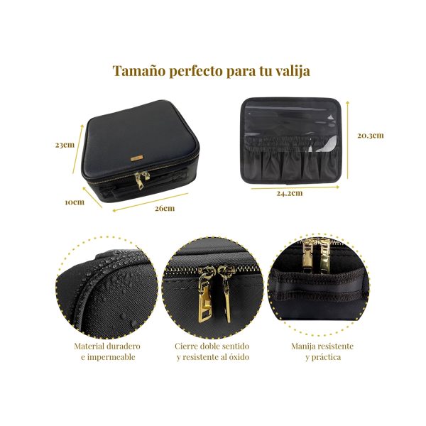 Necessaire de Maquillaje con Espejo LED - Modelo AURA "Blanco & Negro"