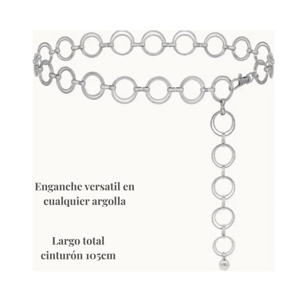 Cinturón metálico de argollas - Linea Ana en dorado y plateado