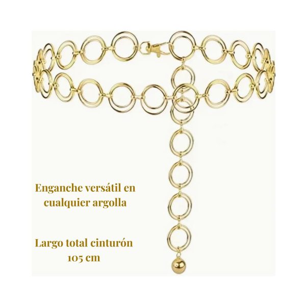 Cinturón metálico de argollas - Linea Ana en dorado y plateado