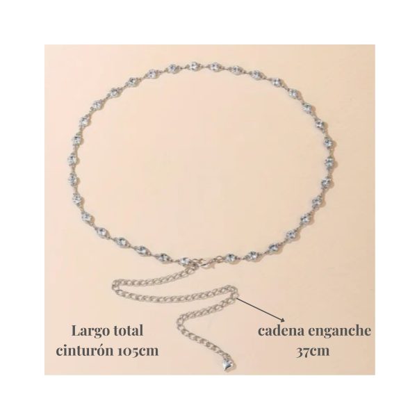 Cinturón metálico con cristales brillantes- Línea Analia  en dorado y plateado
