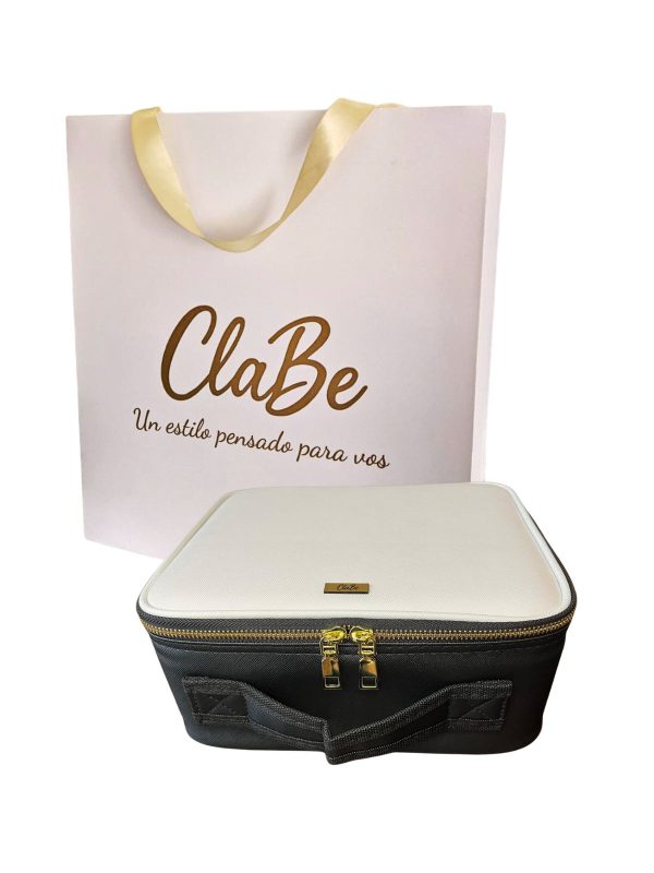 Necessaire de Maquillaje con Espejo LED - Modelo AURA "Blanco & Negro"